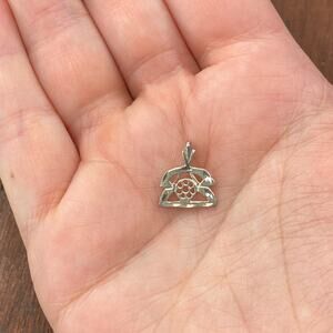 Vintage 925 Sterling Silver Rotary Phone Diamond Cut Pendant Bracelet Charm